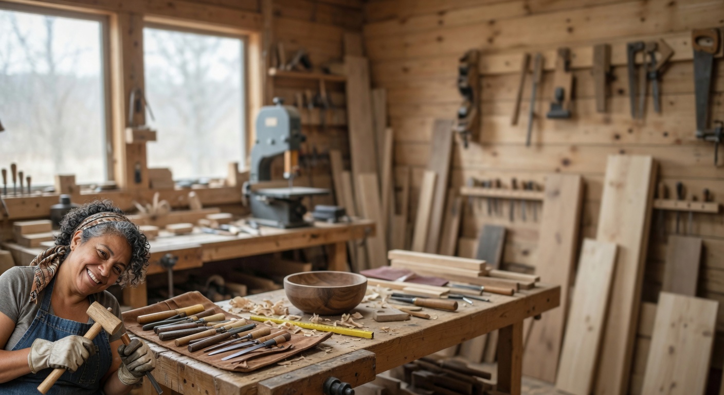 Artisan dans son atelier, préparant une intervention solidaire